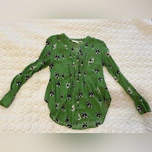 Anthropologie Maeve Boston Terrier French Bulldog Blouse Size 6
